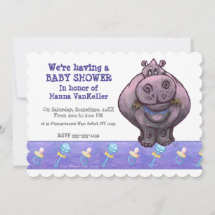 Cute Hippo Baby Shower Invitation