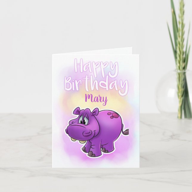 Cute Hippo Birthday Card (Front)