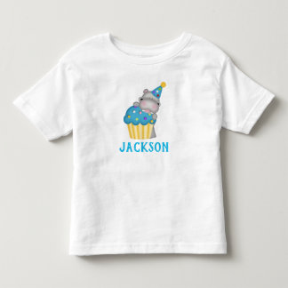 Cute Hippo Birthday Cupcake Personalised Toddler T-Shirt