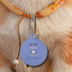 Cute Hippo Blue Pet Tag