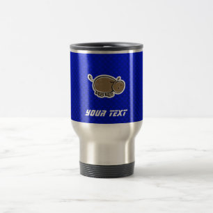 Cute Hippo; Blue Travel Mug