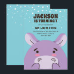 Cute Hippo Cartoon Animal Safari Kids Birthday Invitation<br><div class="desc">Cute design for kids,  boys or girls who love animals. Perfect for safari animal theme birthday party or zoo party. You can customise the wording to fit other occasions.</div>