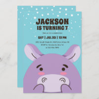 Cute Hippo Cartoon Animal Safari Kids Birthday