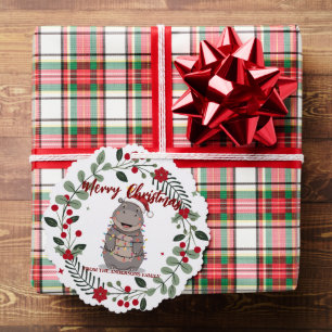 Cute Hippo christmas tree zoo animal Xmas Wealth f Decoration Card