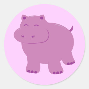 Cute Hippo Classic Round Sticker