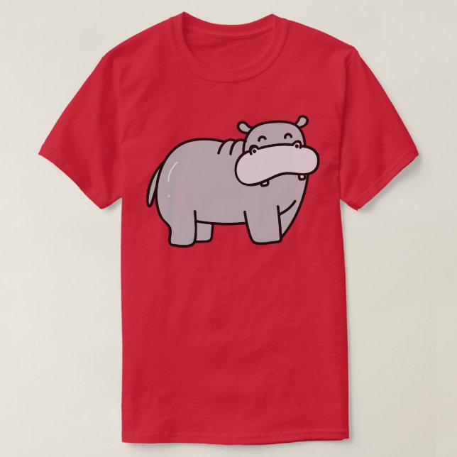 Cute Hippo Doodle Drawing T-Shirt (Design Front)