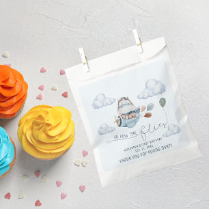 Cute Hippo Flies Aeroplane & Clouds, First Birthda Favour Bags