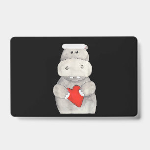 Cute Hippo Hippopotamus Holding Heart Love Hippo ID Badge