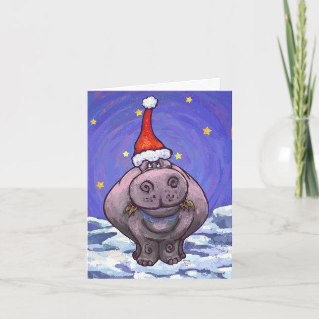 Cute Hippo Holiday Card (Front)