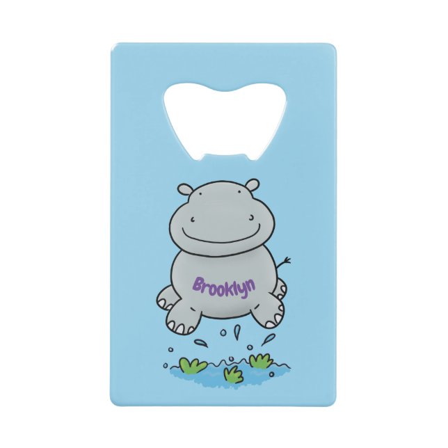Cute hippo jumping cartoon illustration (Front)