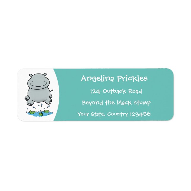 Cute hippo jumping cartoon illustration (Front)