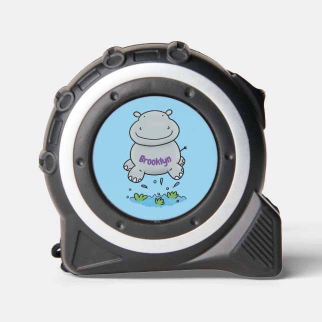 Cute hippo jumping cartoon illustration 1 (Front)