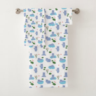 Cute Hippo Kids Bath Towel Set