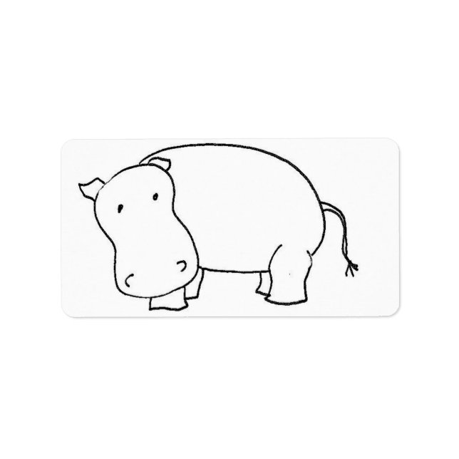 Cute hippo line drawing   label (Front)