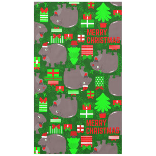 cute hippo merry christmas hippopotamus  tablecloth