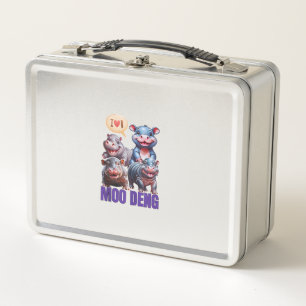 Cute Hippo Moo Deng Tee, Cool Moo Deng Hippo Lover Metal Lunch Box