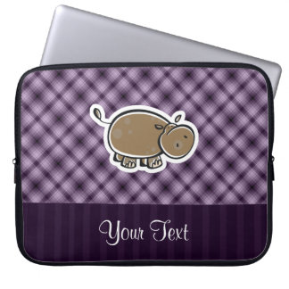 Cute Hippo; Purple Laptop Sleeve