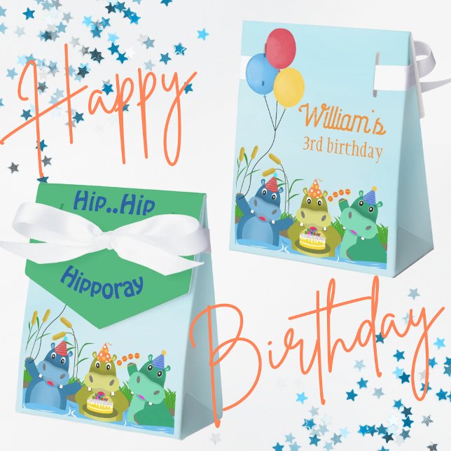 Cute Hippo Safari River Birthday  Favour Box (Creator Uploaded)