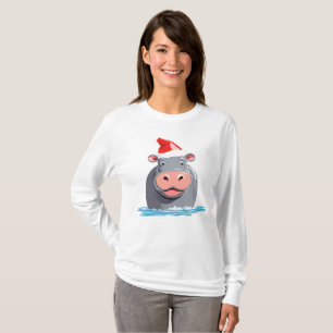 Cute HIPPO Safari Santa Christmas Costume Squad T-Shirt