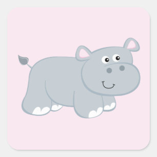 Cute Hippo Square Sticker