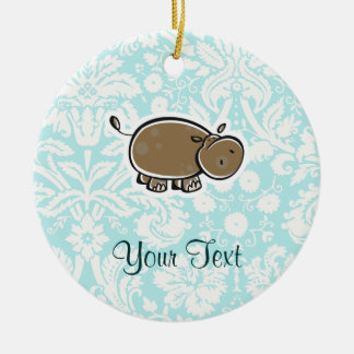 Cute Hippo; Teal Ceramic Tree Decoration