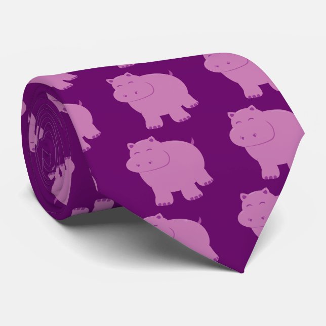 Cute Hippo Tie (Rolled)