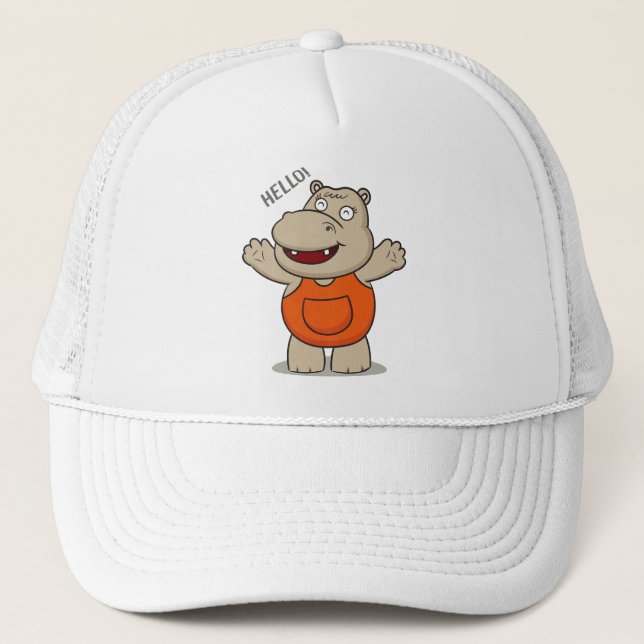 Cute hippo trucker hat (Front)