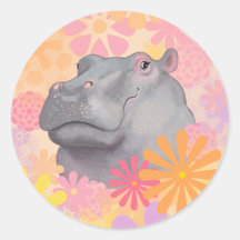 Cute Hippo With Flowers