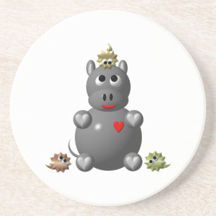 Cute Hippo with Hamsters Coaster