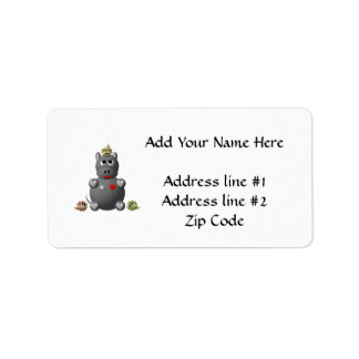 Cute Hippo with Hamsters Label