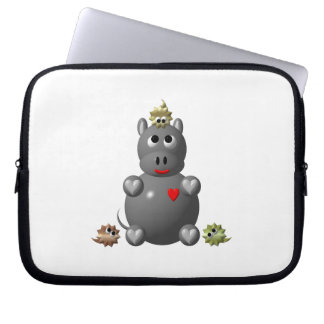 Cute Hippo with Hamsters Laptop Sleeve