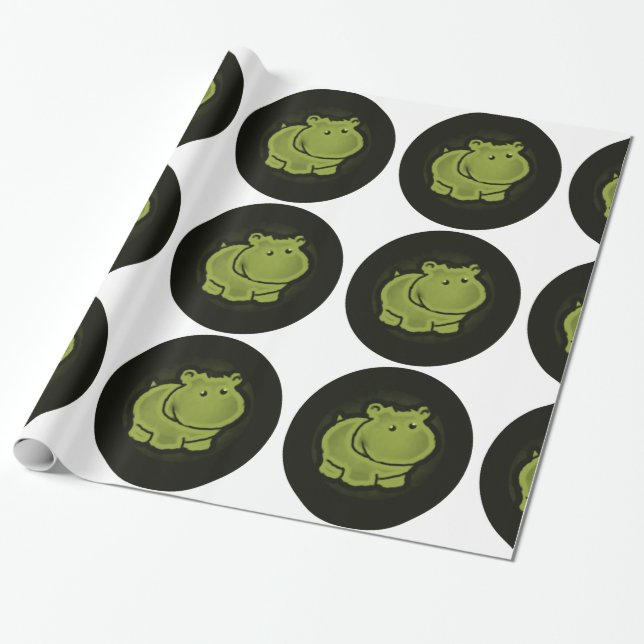 Cute hippo wrapping paper (Unrolled)