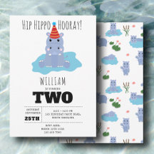 Cute Hippopotamus Hip Hippo Hooray Kids Birthday