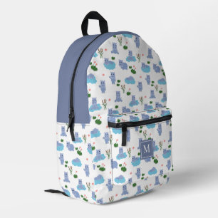 Cute Hippopotamus Hippo Pattern Kids School Printed Backpack