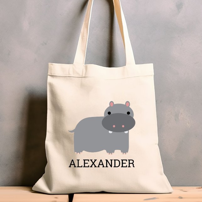 Cute Hippopotamus Kids' Personalised Tote Bag (Creator Uploaded)