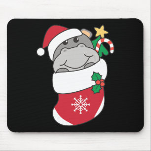 Cute Hippos In Christmas Stockings For Christmas  Mouse Pad