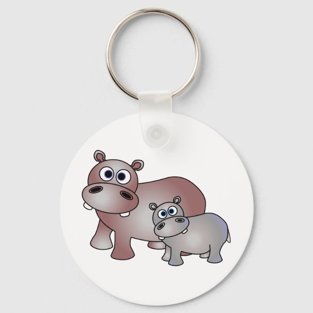 Cute Hippos Mum and Baby Key Ring (Front)