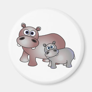 Cute Hippos Mum and Baby Magnet