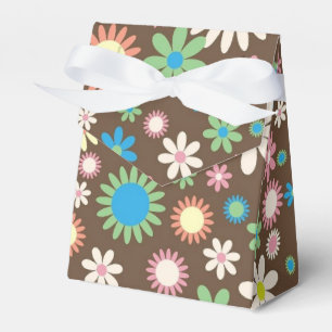 Cute Hippy Flower Power Pattern Brown Favour Box