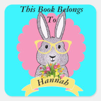 Cute Hipster Bunny with Glasses Book Plate