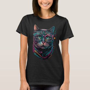 Cute Hipster Cat With Glasses School Girl & Boy Re T-Shirt
