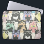 Cute Hipster Cats Pattern Laptop Sleeve<br><div class="desc">Cute Hipster Cats Pattern</div>