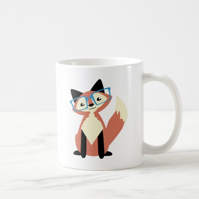 Cute Hipster Glasses Fox Coffee Mug (Right)