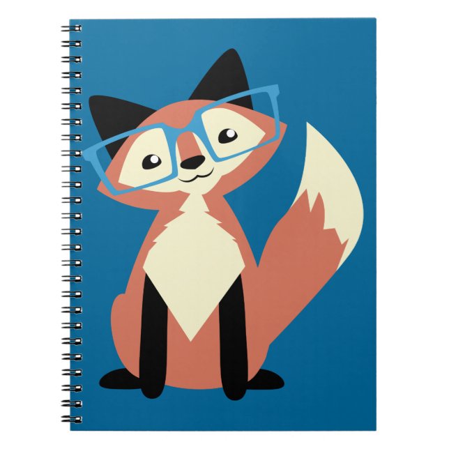 Cute Hipster Glasses Fox Notebook (Front)