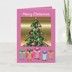 Cute Hipster Owl Christmas Cards Happy Holidays