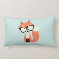 Cute Hipster Red Fox and Mint Chevron Pattern