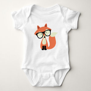 Cute Hipster Red Fox Baby Bodysuit