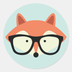 Cute Hipster Red Fox Classic Round Sticker