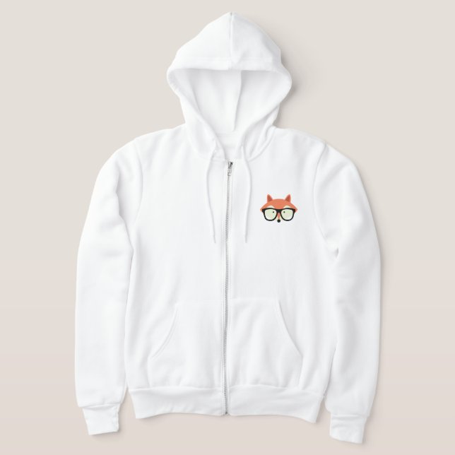 Cute Hipster Red Fox Hoodie (Laydown)