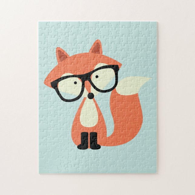 Cute Hipster Red Fox Jigsaw Puzzle (Vertical)